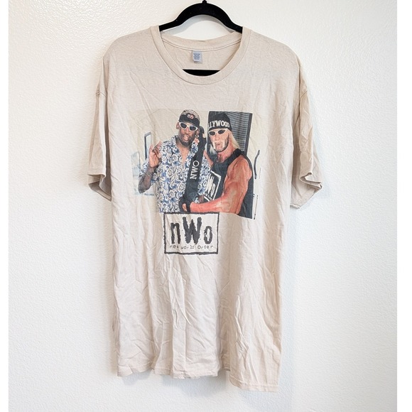 RARE VTG WCW nWo Dennis Rodman Hulk Hogan Wrestling Short Sleeve T-Shirt XL